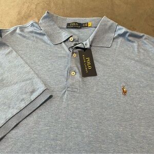 Polo Ralph Lauren Polo Shirt Mens 2XL Tall 2XLT Blue Flesh Pony Preppy NWT